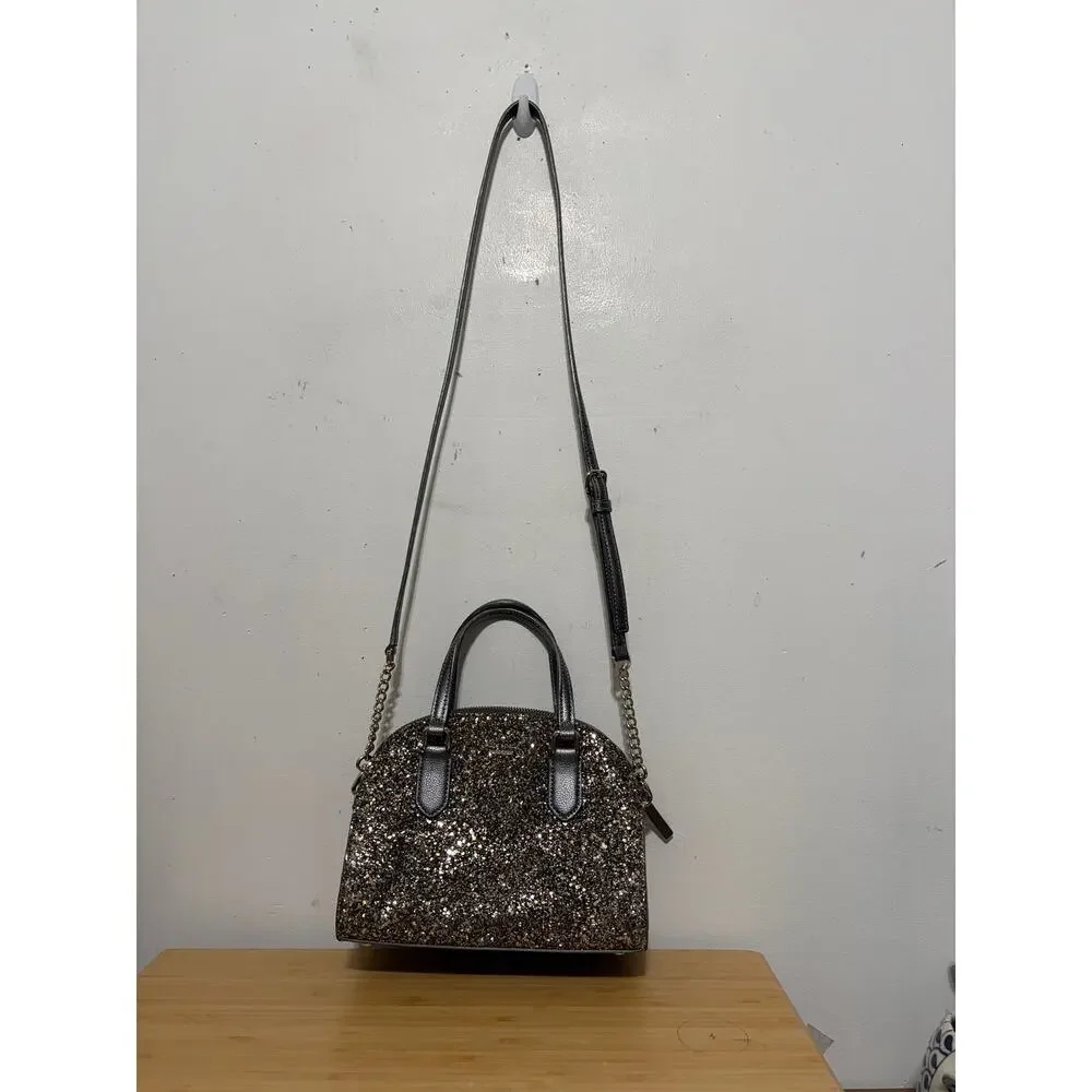 Kate Spade Glimmer Small Satchel Gold Glitter Crossbody Holiday Party Purse